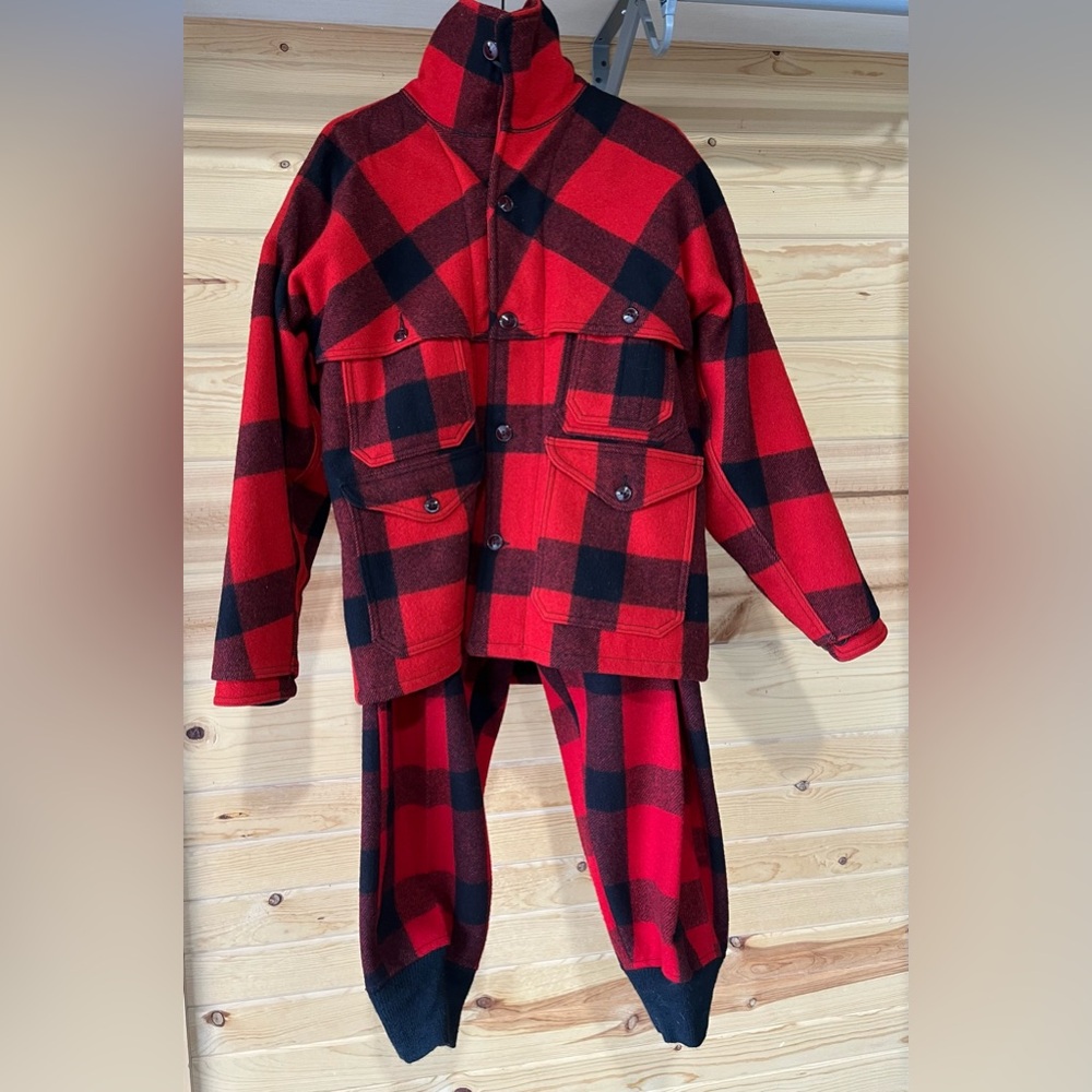 Vintage 60s LL Bean Buffalo Plaid sz 44 Hunting Coat & pants wool mothproof USA